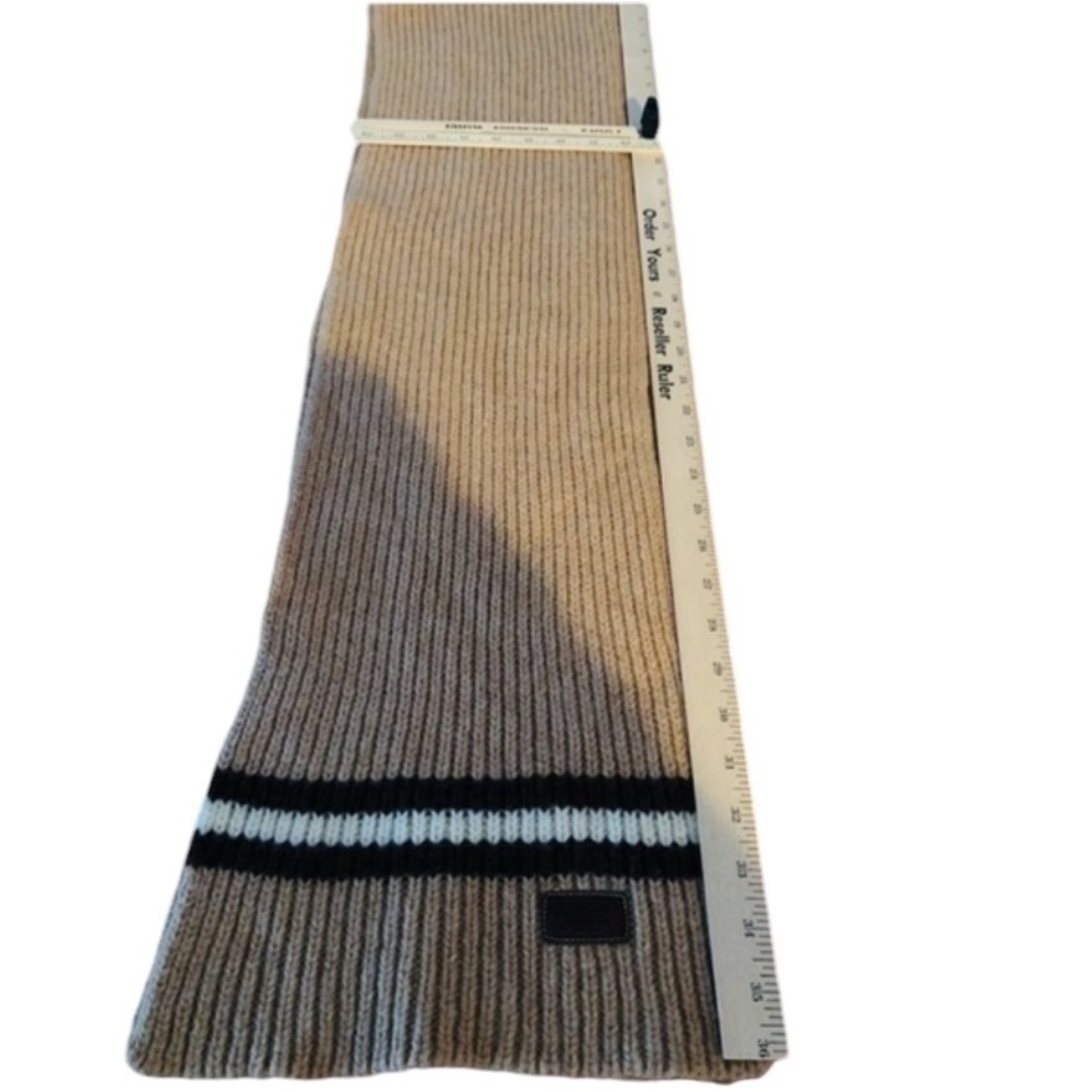 Coach XL knit wool scarf 72” long pic taken while folded  long enough - Picture 3 of 10